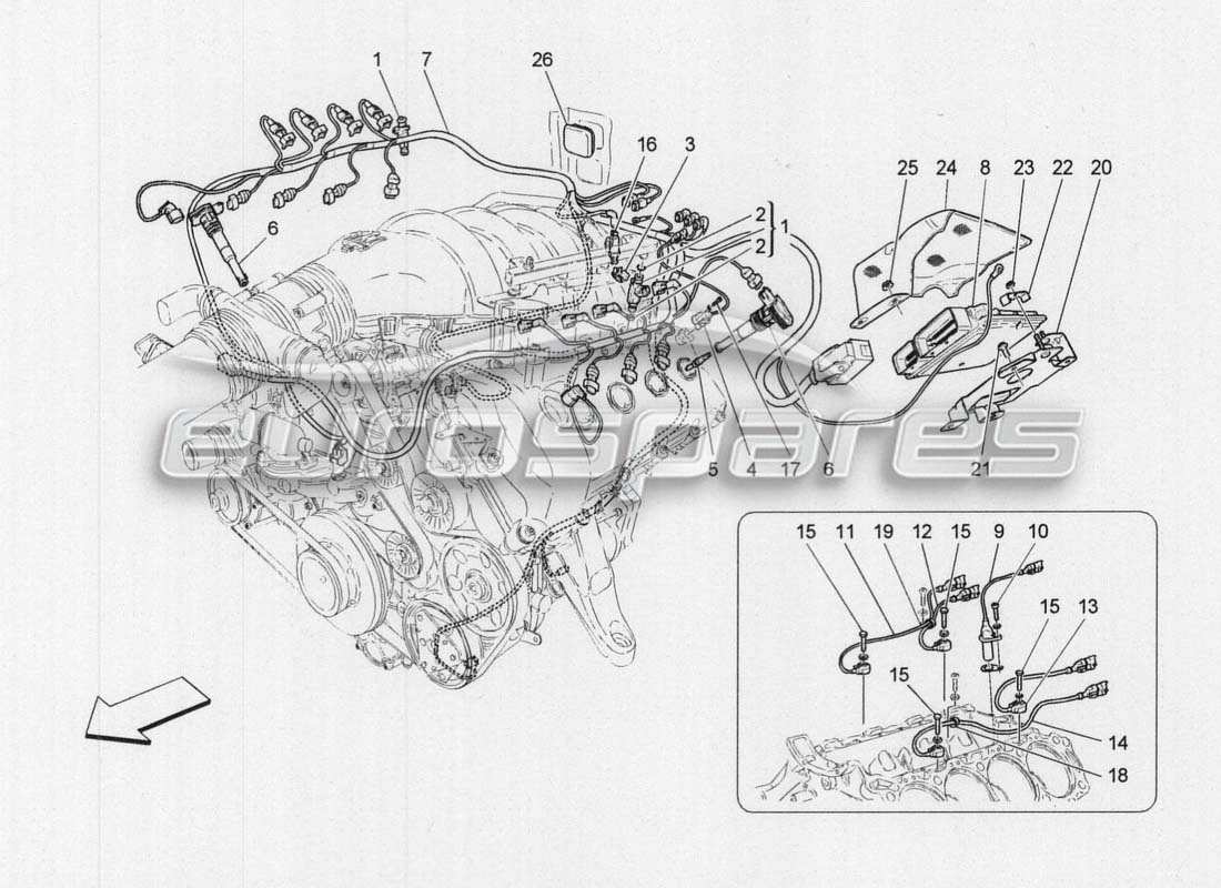 maserati grancabrio mc centenario gestion électronique - schéma des pièces d'injection et de contrôle