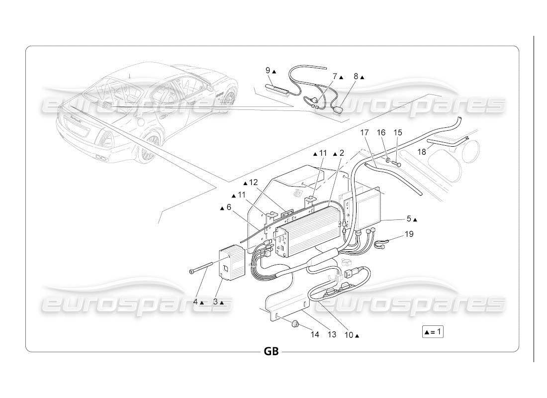 maserati qtp. (2007) 4.2 auto schéma des pièces du système d'alarme et d'immobilisation