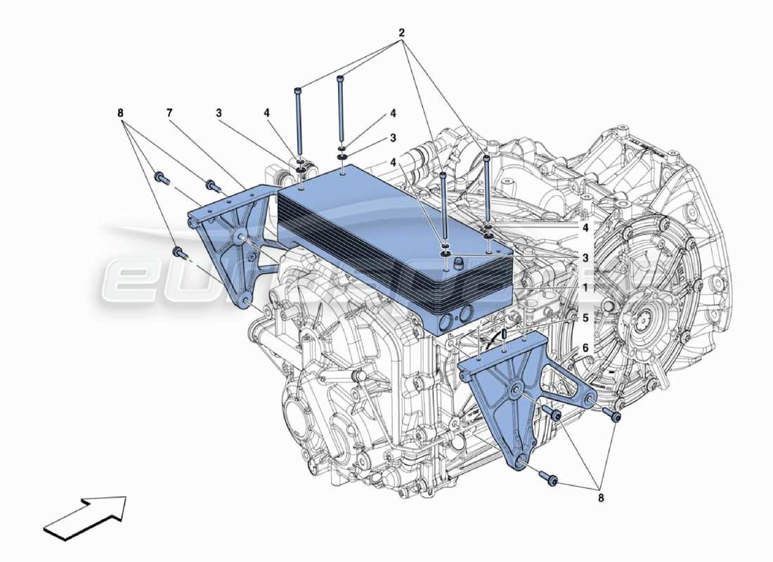 ferrari 488 challenge schéma des pièces du refroidisseur de boîte de vitesses