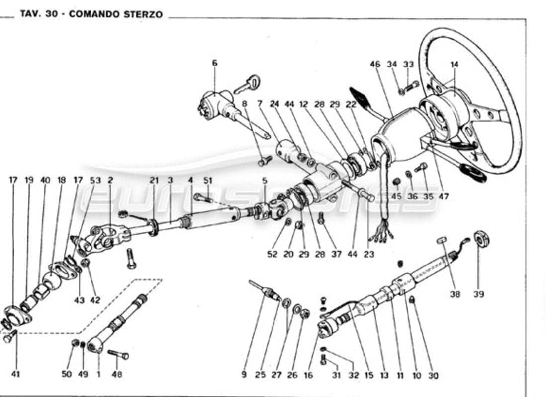 ferrari 246 gt series 1 commande de direction schéma des pièces