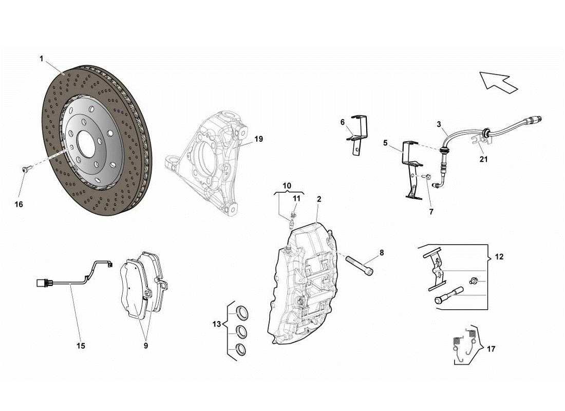 lamborghini gallardo lp560-4s update disques de freins avant ccb schéma des pièces