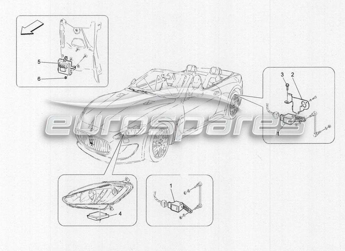 maserati grancabrio mc centenario schéma des pièces de gestion du système d'éclairage