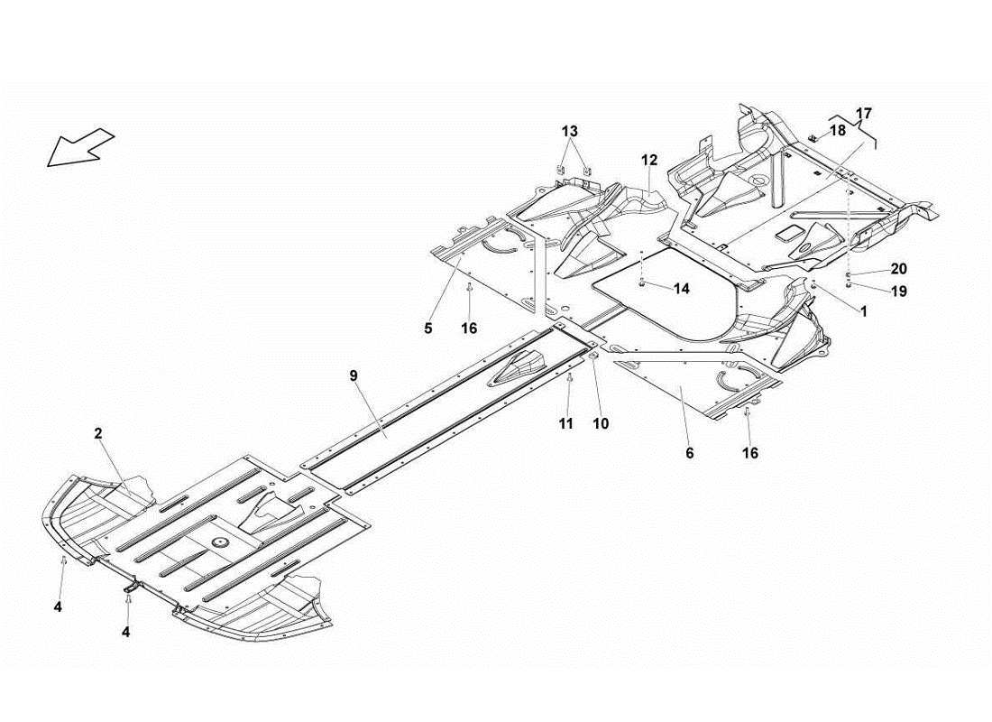 lamborghini gallardo lp570-4s perform panneaux de plancher à cadre schéma des pièces