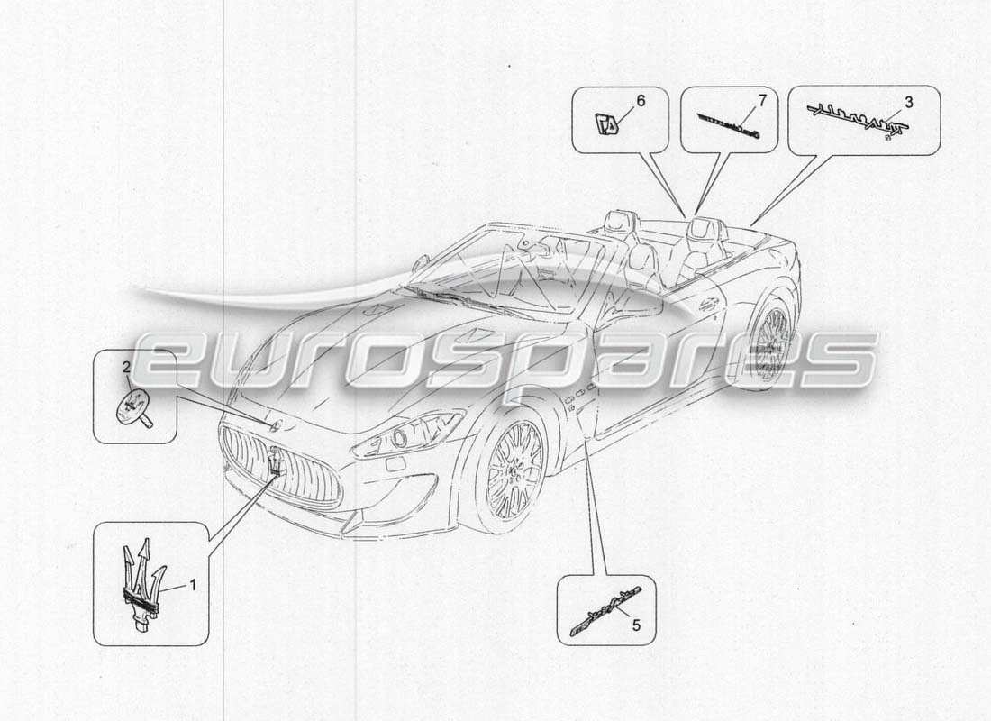 maserati grancabrio mc centenario schéma des pièces des marques et symboles des garnitures