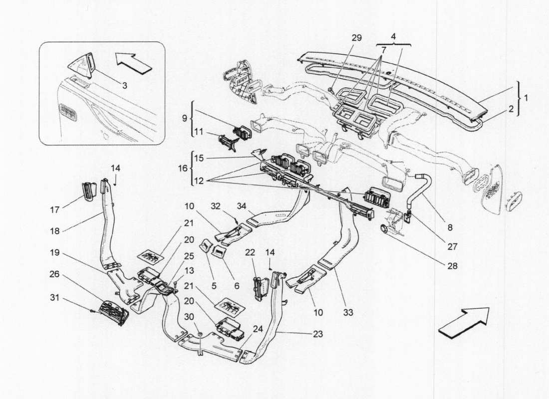 maserati qtp. v6 3.0 tds 275bhp 2017 unité a c : diagramme des pièces de diffusion