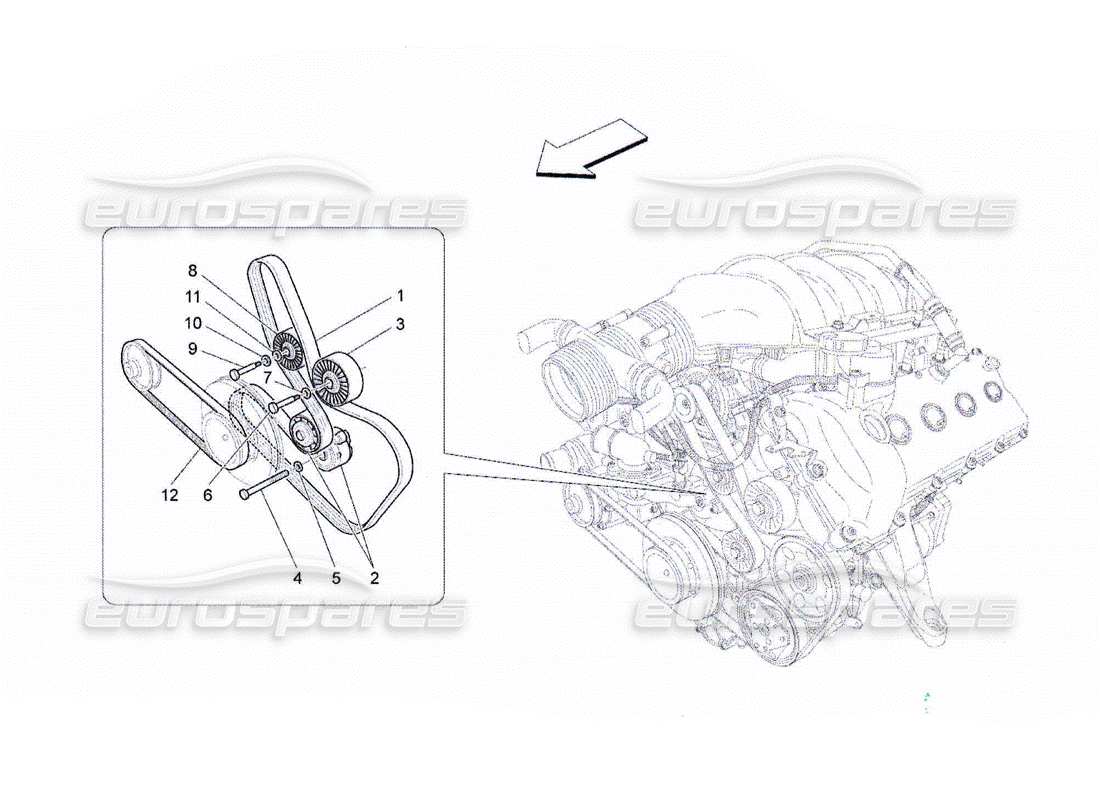 maserati qtp. (2010) 4.2 ceintures de dispositifs auxiliaires schéma des pièces