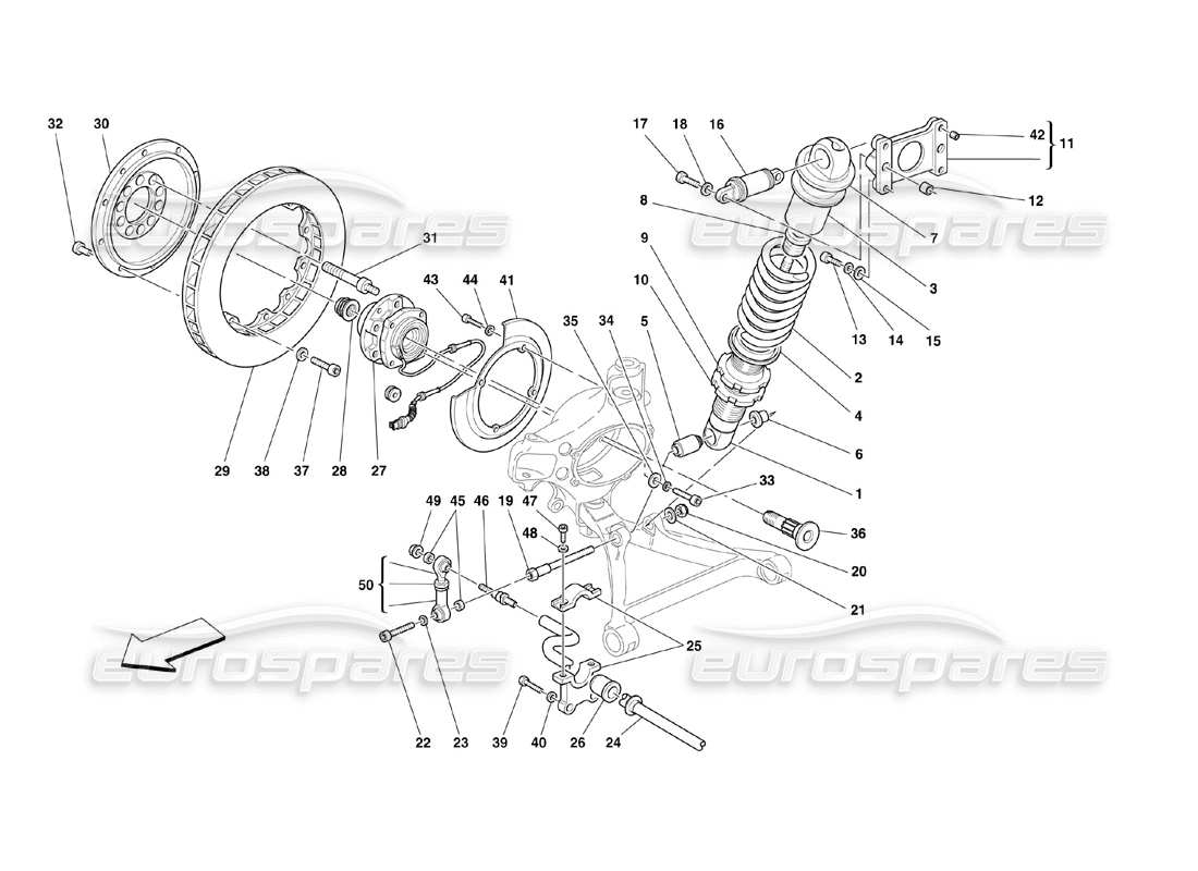 ferrari 360 challenge (2000) suspension avant - amortisseur et disque de frein schéma des pièces