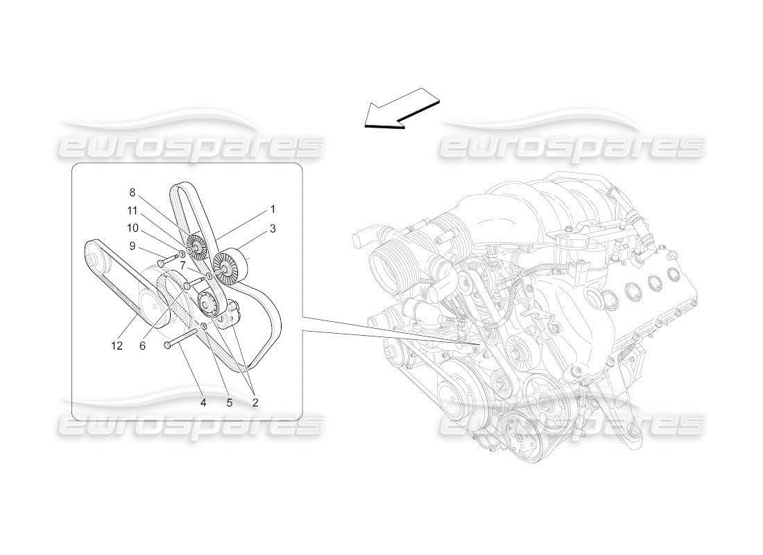 maserati qtp. (2011) 4.2 auto schéma des pièces des ceintures des dispositifs auxiliaires