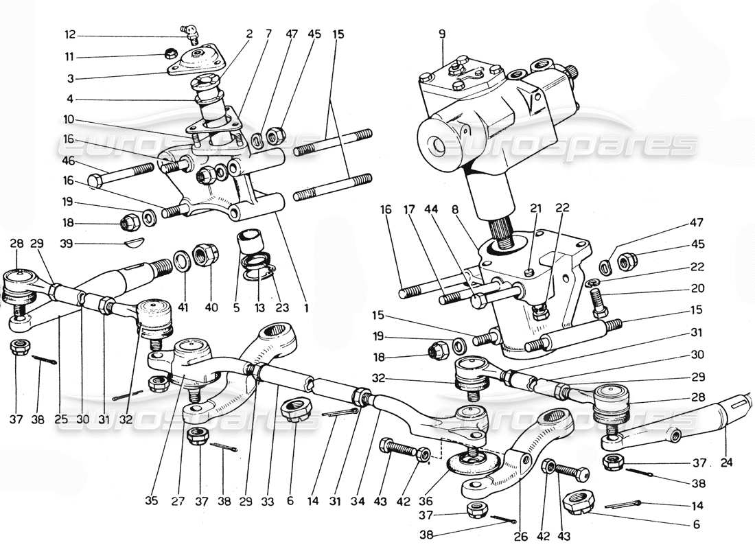 ferrari 365 gtc4 (mechanical) liaison de direction schéma des pièces