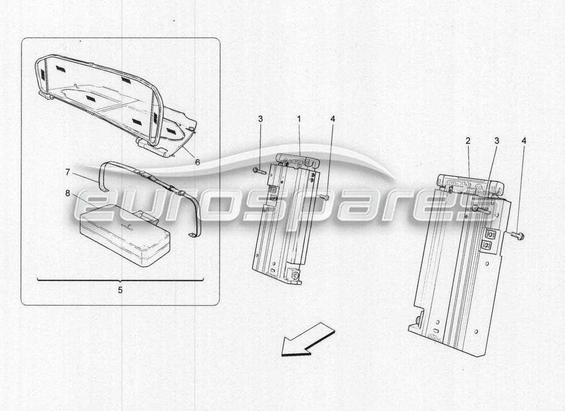 maserati grancabrio mc centenario système électrique : diagramme des pièces de l'arceau de sécurité et des accessoires