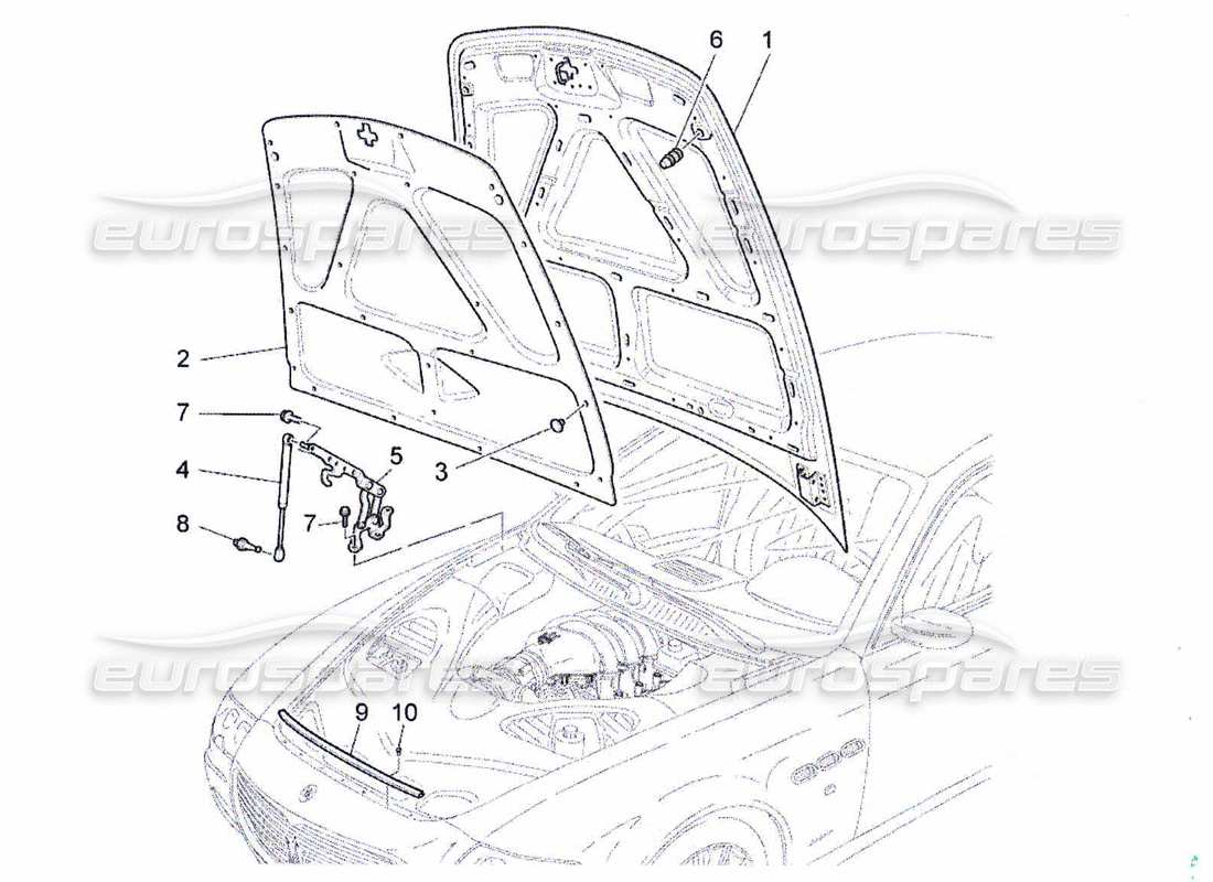 maserati qtp. (2010) 4.7 diagramme des pièces du couvercle avant