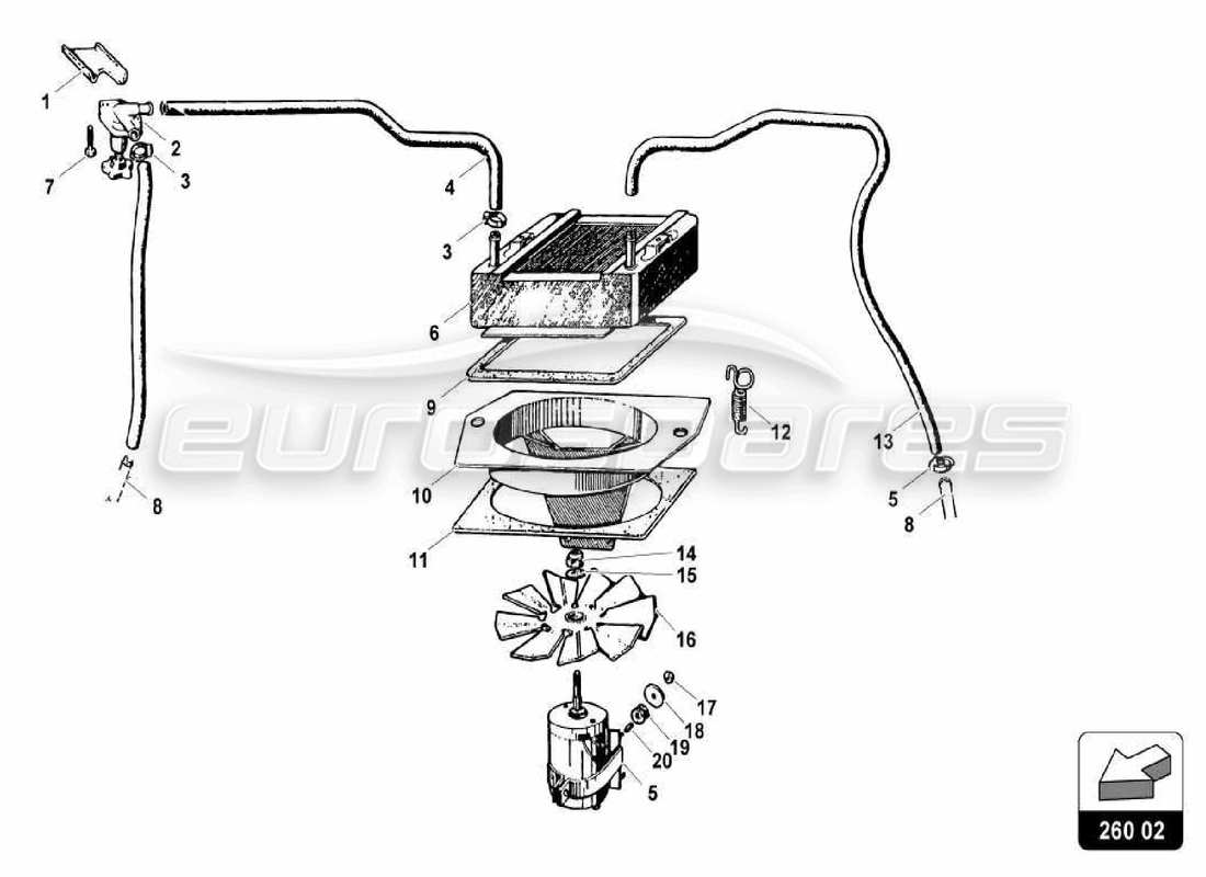 lamborghini miura p400s système de conditionnement d'air schéma des pièces