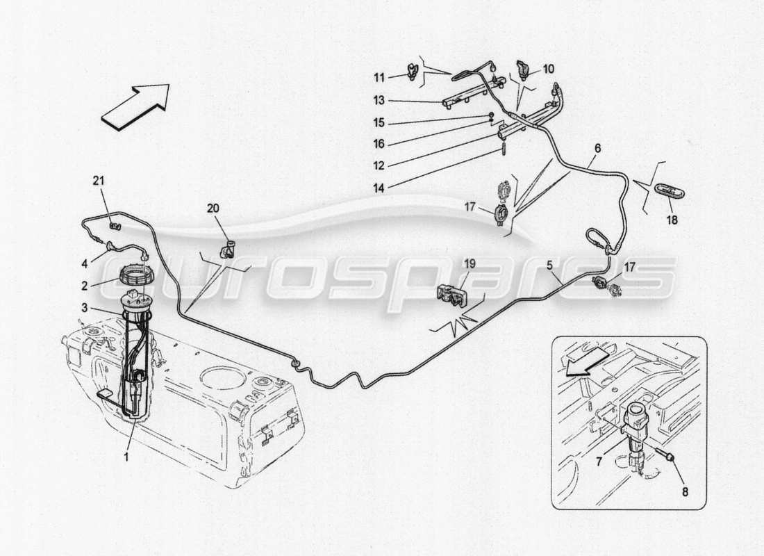 maserati granturismo special edition pompes à carburant et conduites de connexion schéma des pièces