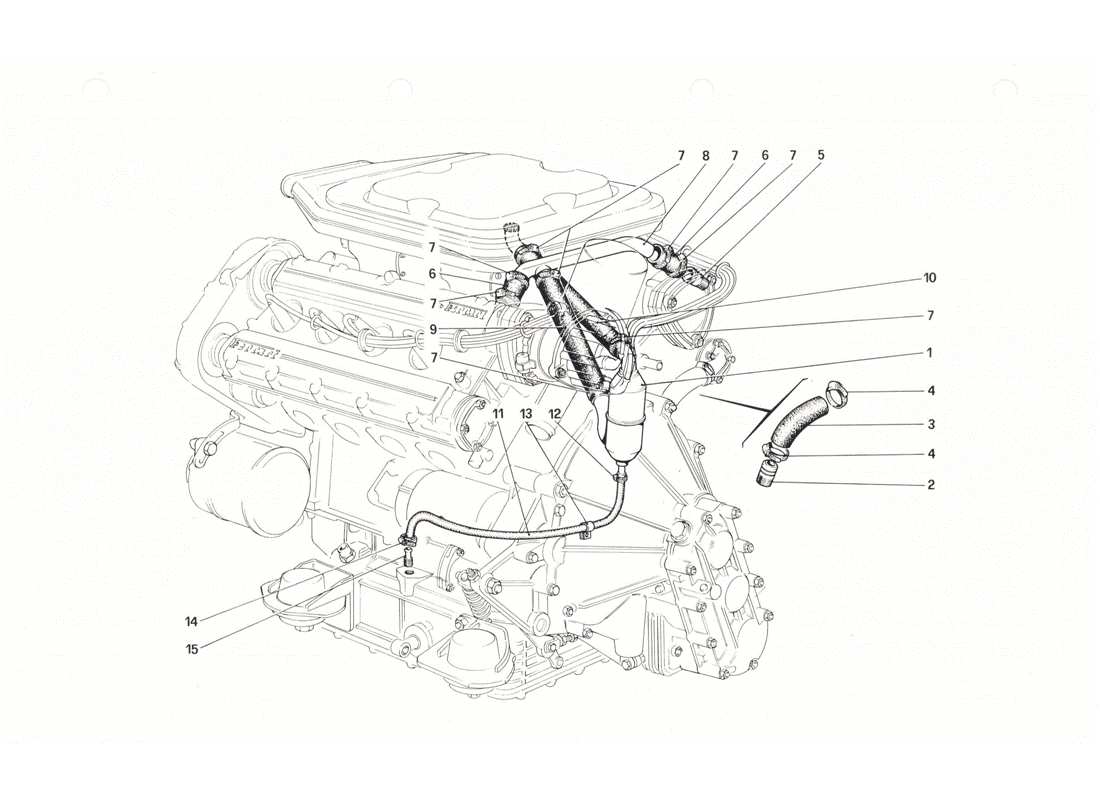 ferrari 208 gtb gts système blow-by schéma des pièces