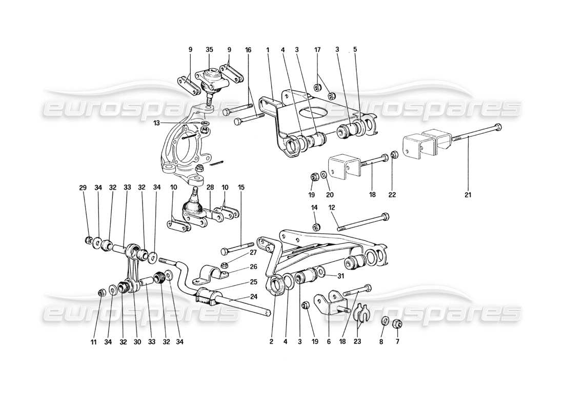 ferrari 328 (1985) suspension avant - triangles schéma des pièces