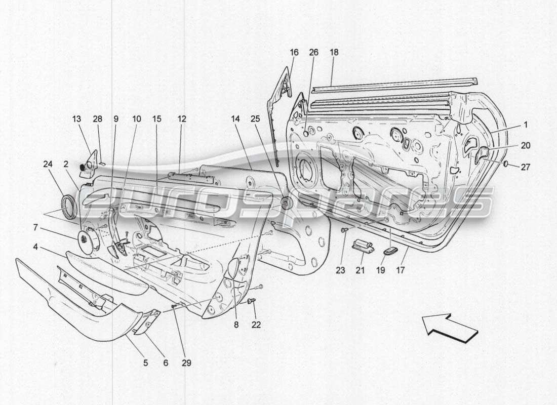 maserati grancabrio mc centenario schéma des pièces des revêtements de porte d'entrée