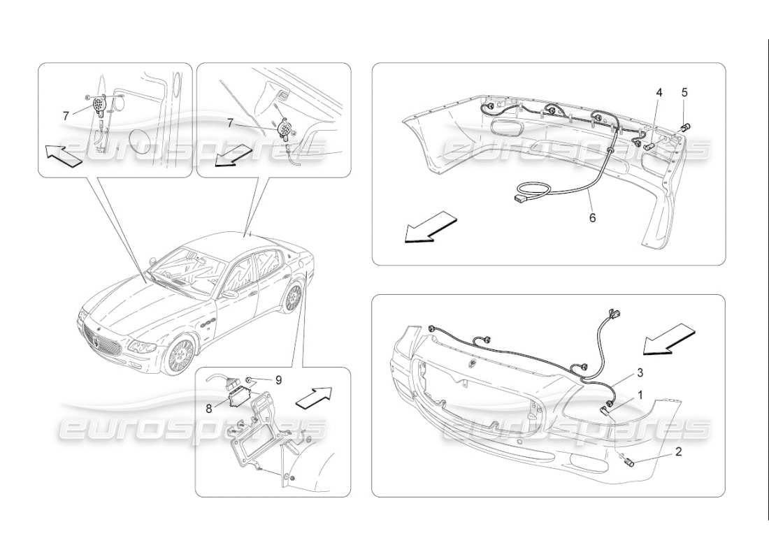 maserati qtp. (2007) 4.2 f1 capteurs de stationnement schéma des pièces