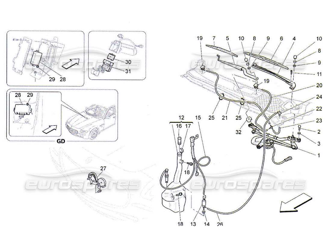 maserati qtp. (2010) 4.2 appareils externes du véhicule schéma des pièces