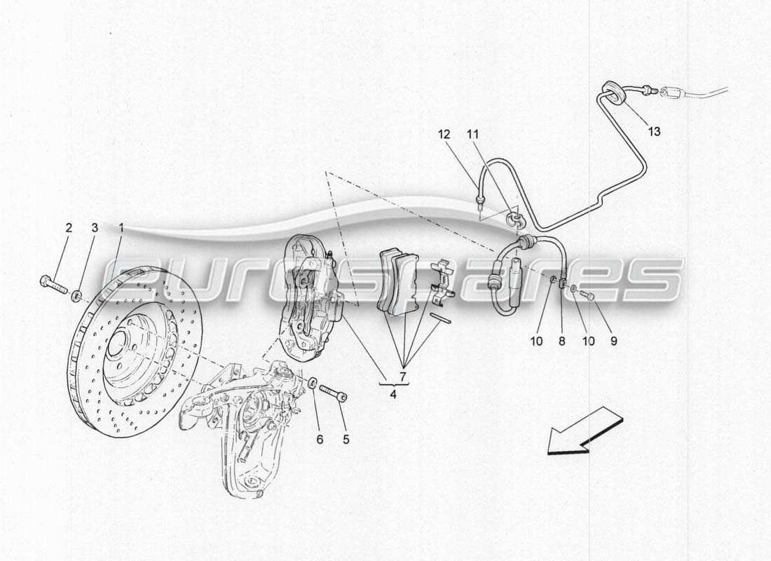 maserati grancabrio mc centenario front braking system part diagram