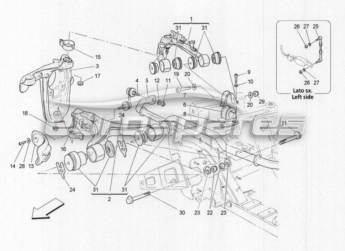 maserati grancabrio mc centenario schéma des pièces de la suspension avant