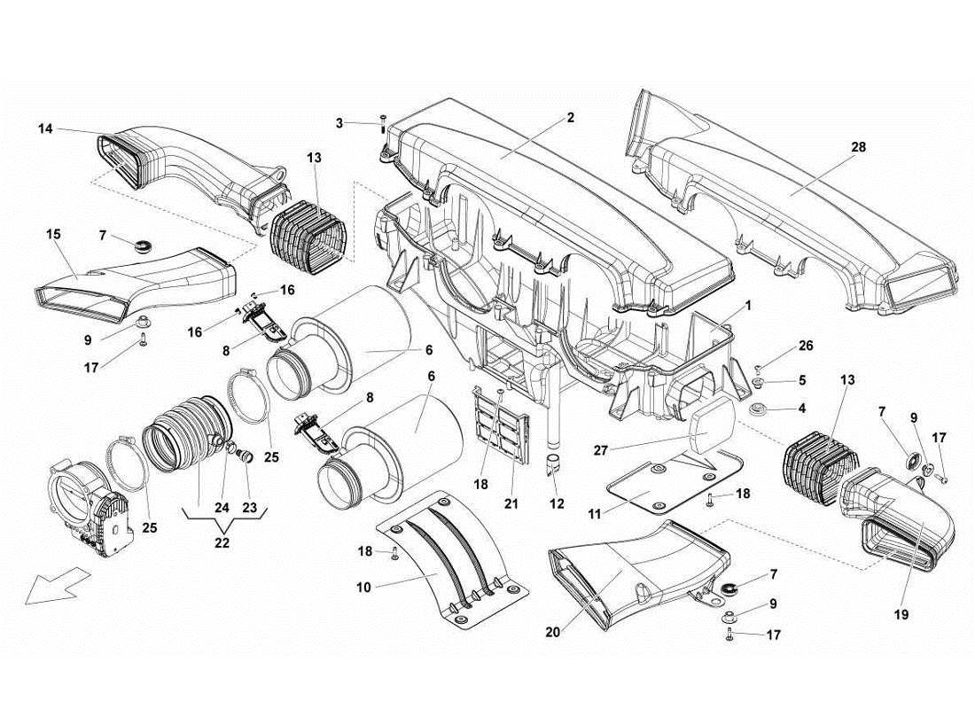 lamborghini gallardo lp560-4s update schéma des pièces du boîtier de filtre à air