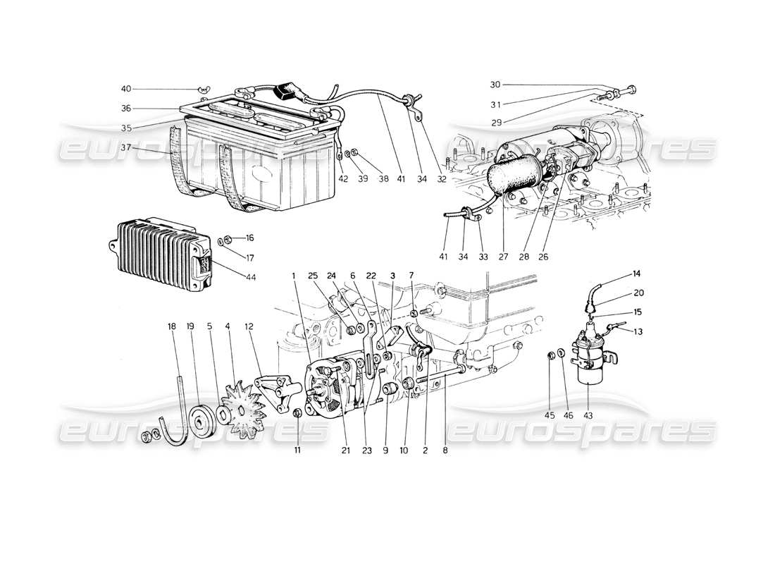 ferrari 365 gt4 berlinetta boxer diagramme de pièce de la génération actuelle (à partir de la voiture n° 18265)