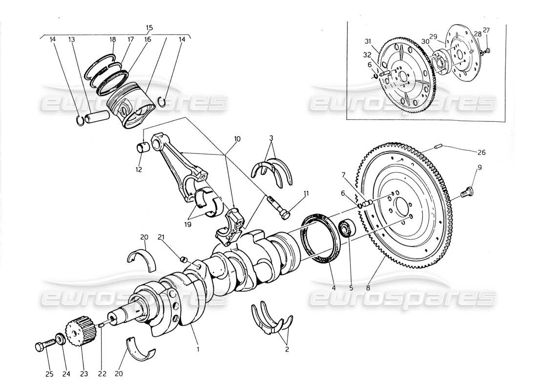 maserati 228 vilebrequin - pistons - bielles et volant moteur
