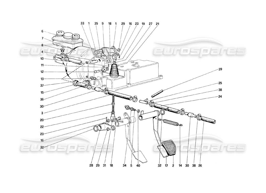 ferrari mondial 8 (1981) schéma des pièces du système hydraulique de freinage