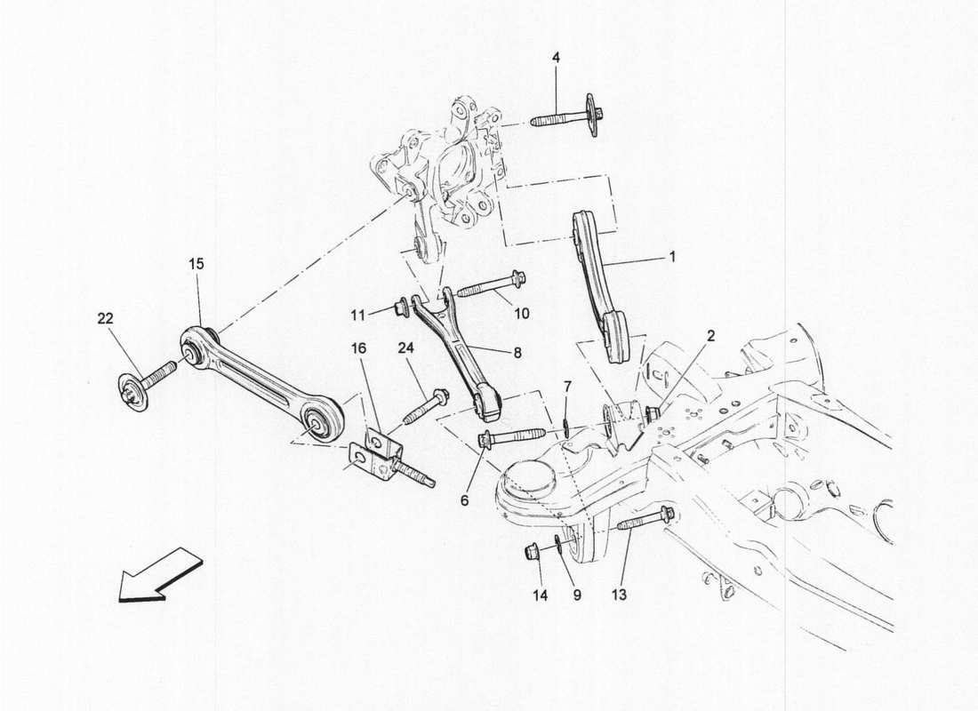 maserati qtp. v6 3.0 bt 410bhp 2wd 2017 schéma des pièces de la suspension arrière