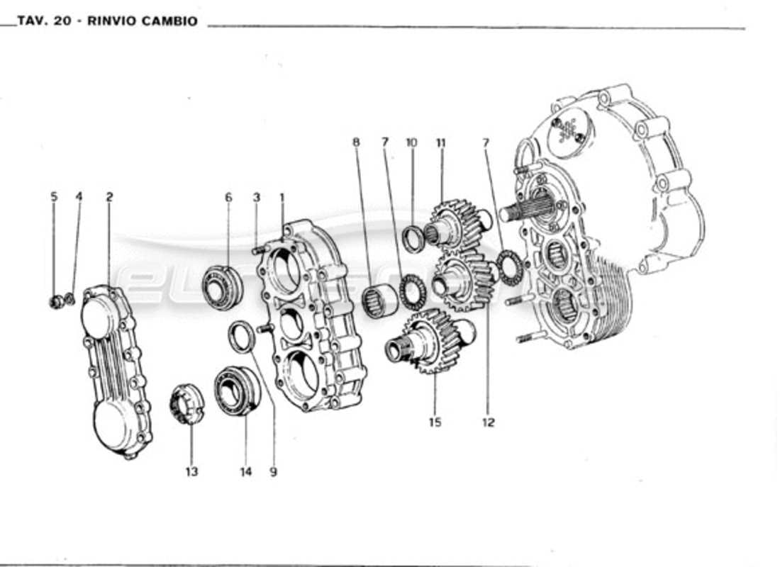 ferrari 246 gt series 1 schéma des pièces de transmission de boîte de vitesses
