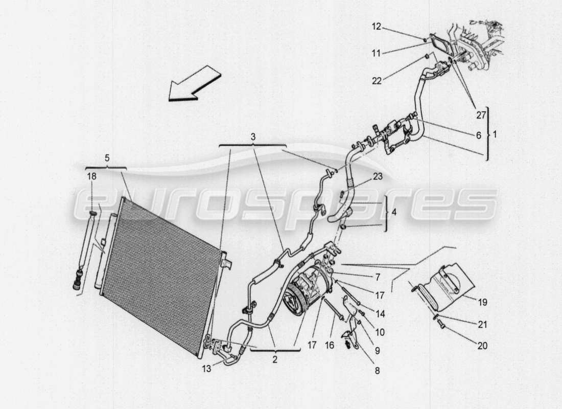 maserati qtp. v8 3.8 530bhp auto 2015 unité a c : diagramme de pièces des dispositifs du tableau de bord