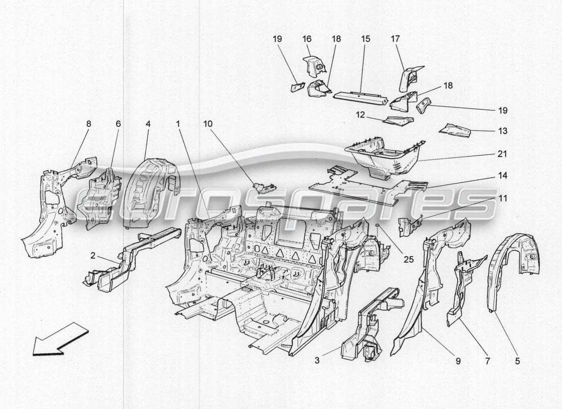 maserati grancabrio mc centenario structures et cadres arrière schéma des pièces
