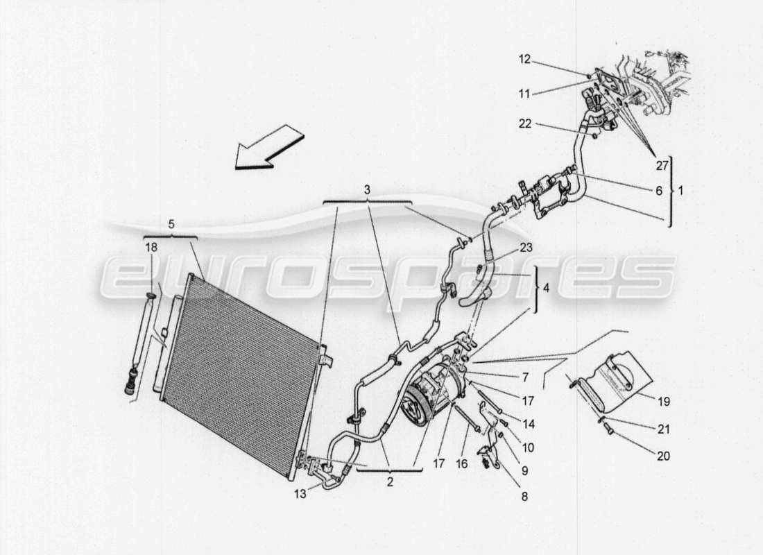 maserati qtp. v8 3.8 530bhp auto 2015 unité a c : diagramme des pièces de diffusion