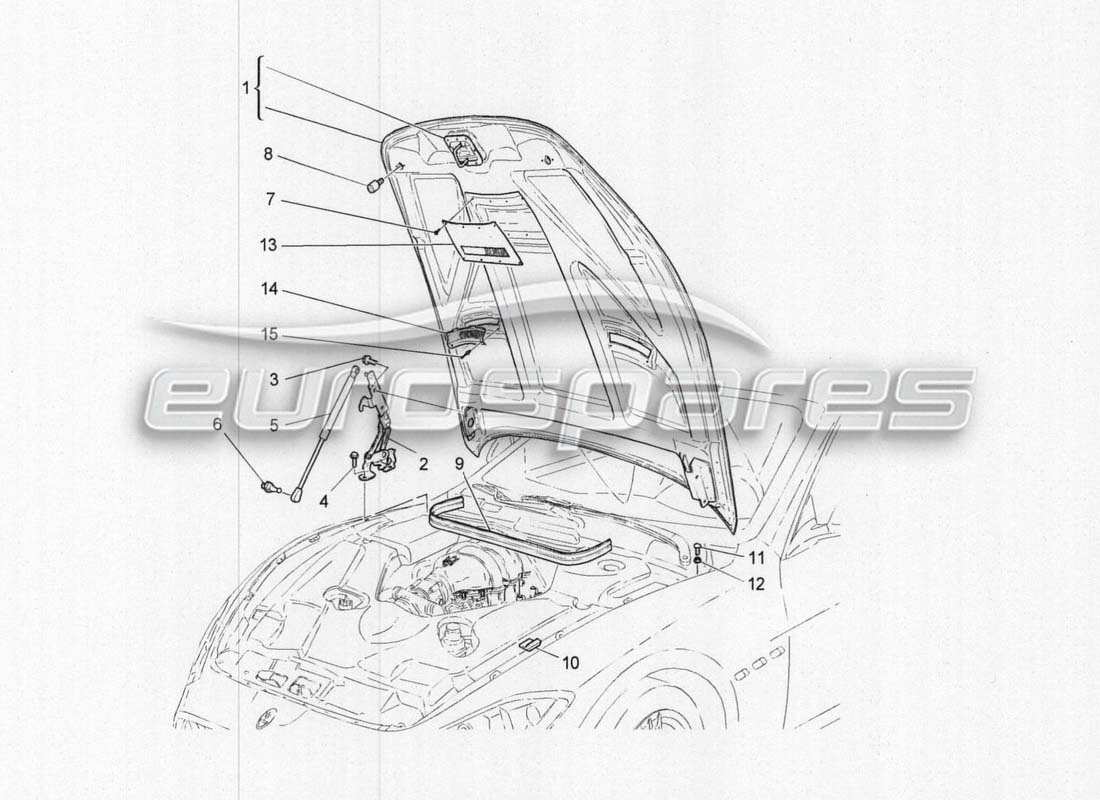 maserati grancabrio mc centenario diagramme des pièces du capot avant