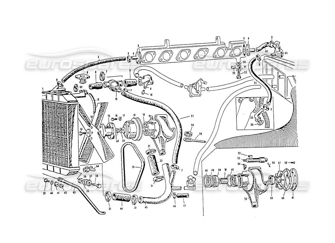maserati 3500 gt refroidissement du moteur schéma des pièces