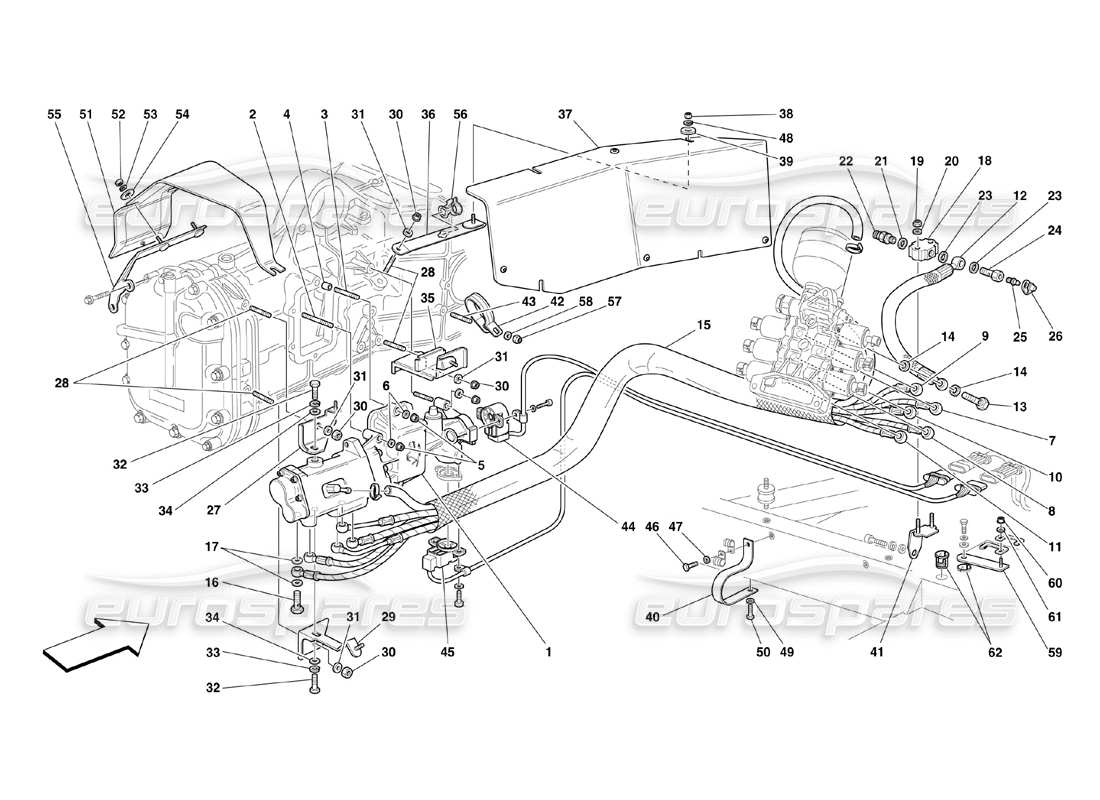 ferrari 360 challenge (2000) f1 commande hydraulique d'embrayage schéma des pièces