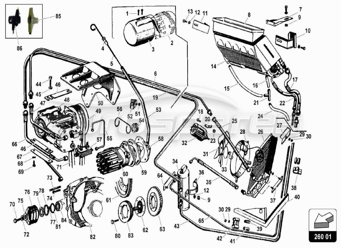 lamborghini miura p400s système de conditionnement d'air schéma des pièces