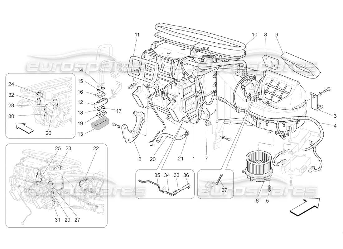 maserati qtp. (2006) 4.2 f1 unité a c : diagramme de pièces des dispositifs du tableau de bord