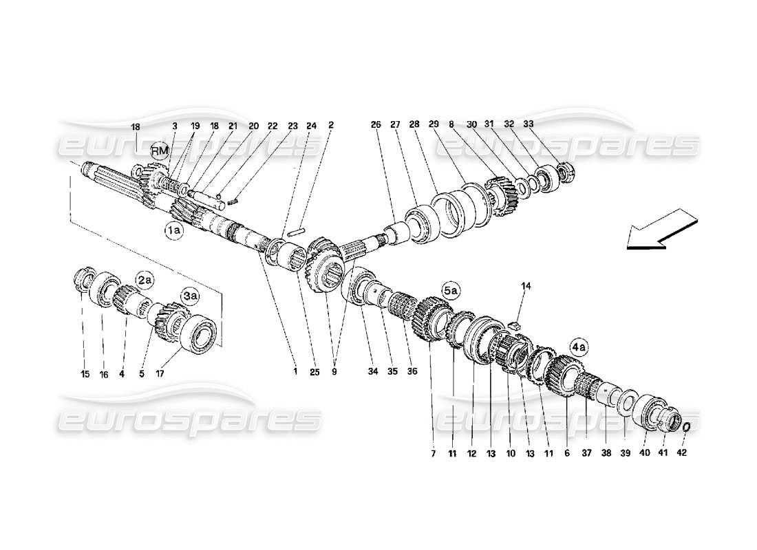 ferrari 348 (2.7 motronic) schéma des pièces des engrenages de l'arbre principal