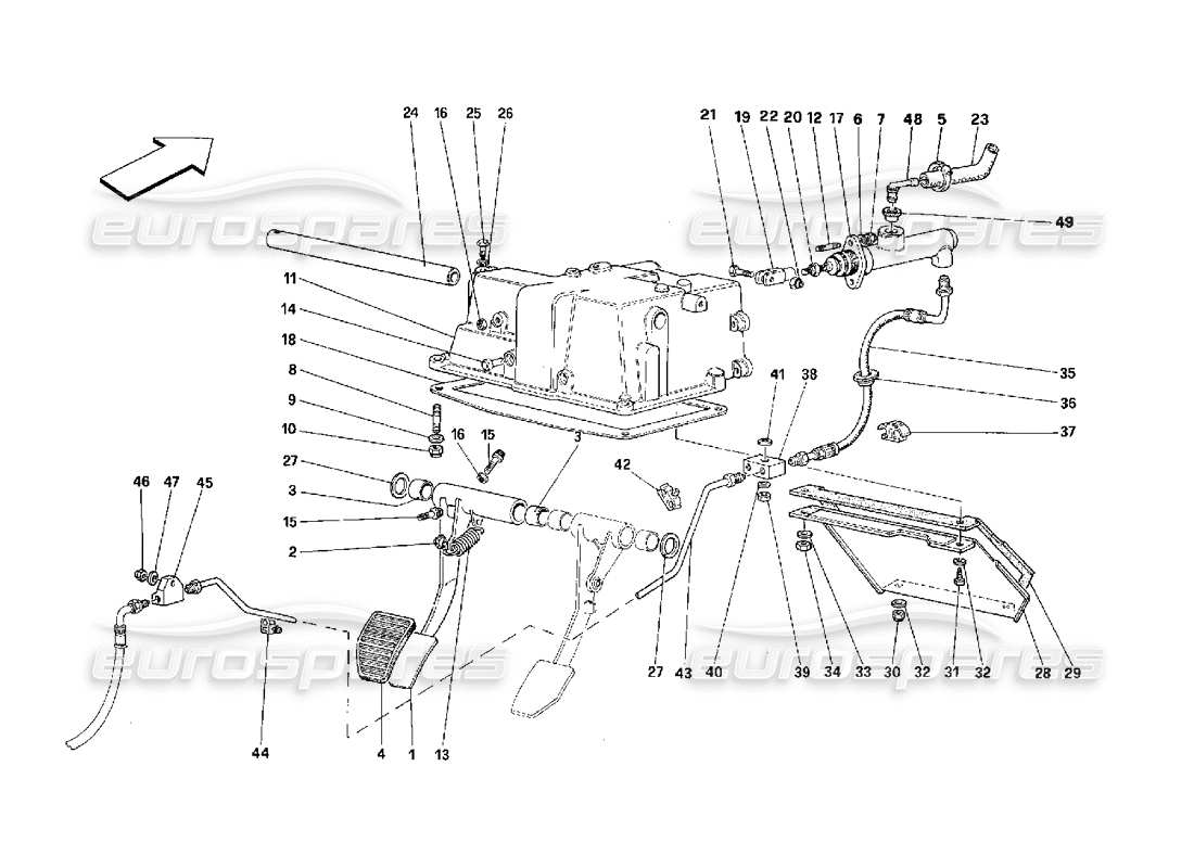 ferrari 348 (2.7 motronic) commande de débrayage schéma des pièces