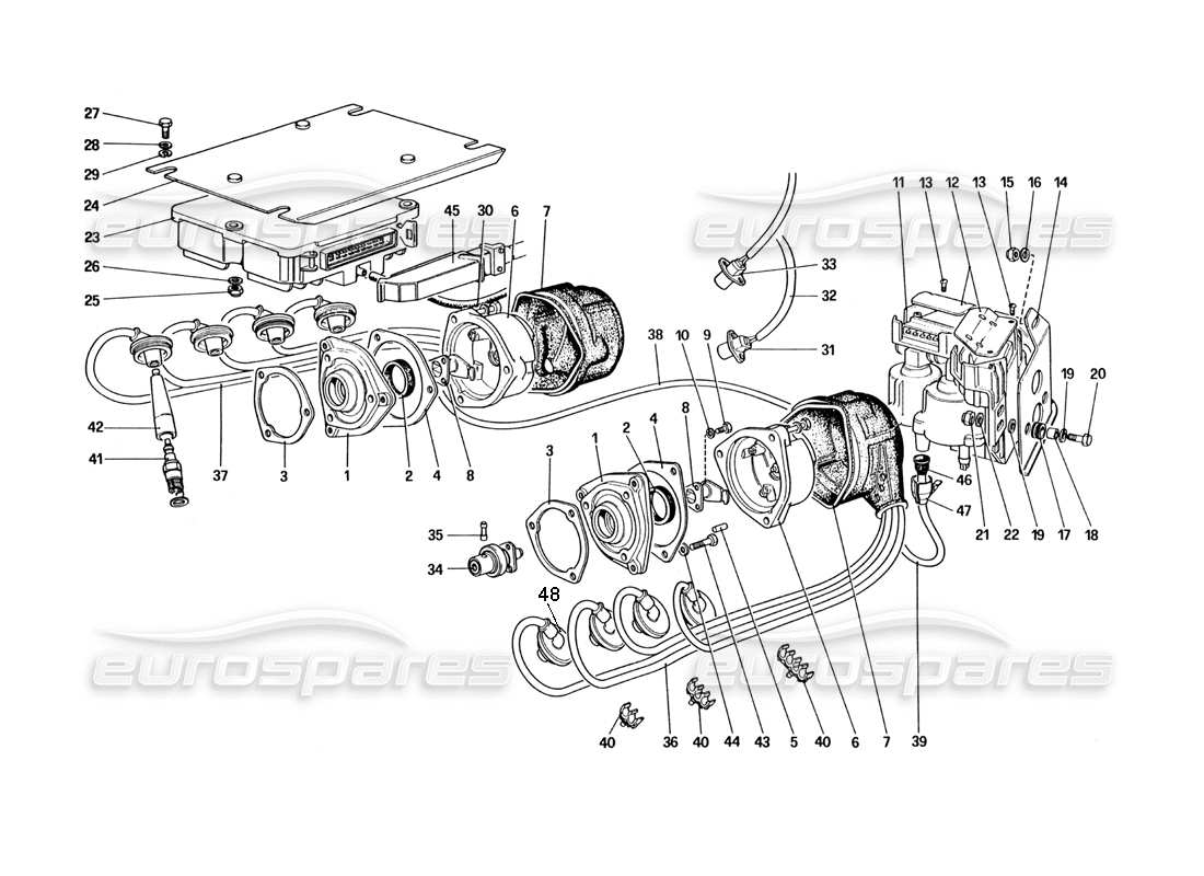 ferrari 328 (1985) schéma des pièces d'allumage du moteur