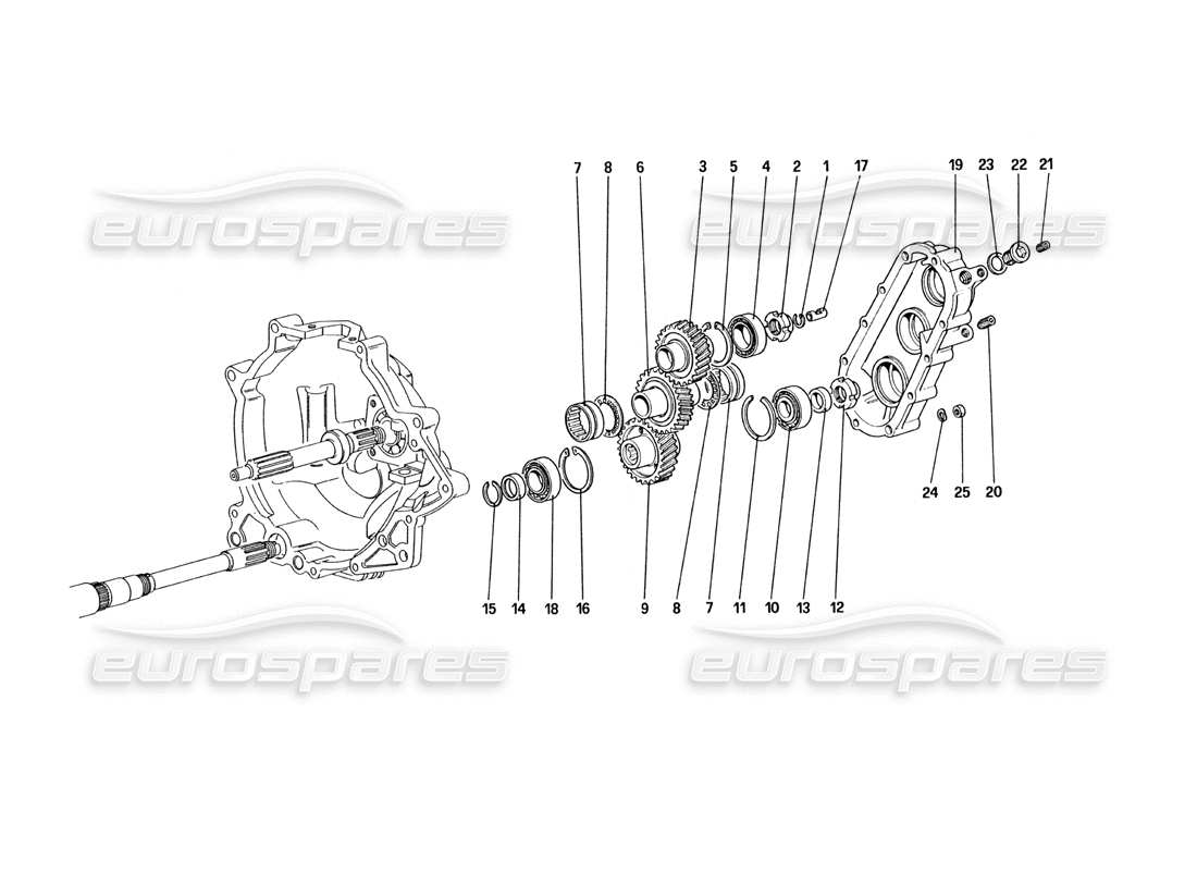 ferrari 328 (1985) schéma des pièces de transmission de boîte de vitesses