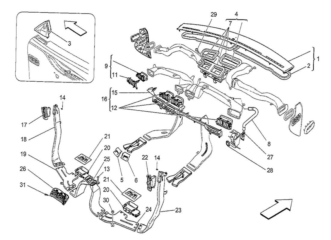 maserati qtp. v8 3.8 530bhp 2014 unité a c : diagramme des pièces de diffusion