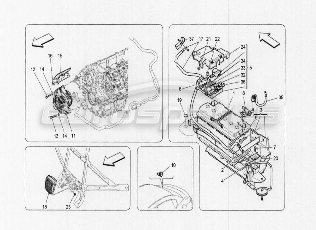 maserati qtp. v8 3.8 530bhp auto 2015 diagramme des pièces des groupes de feux arrière