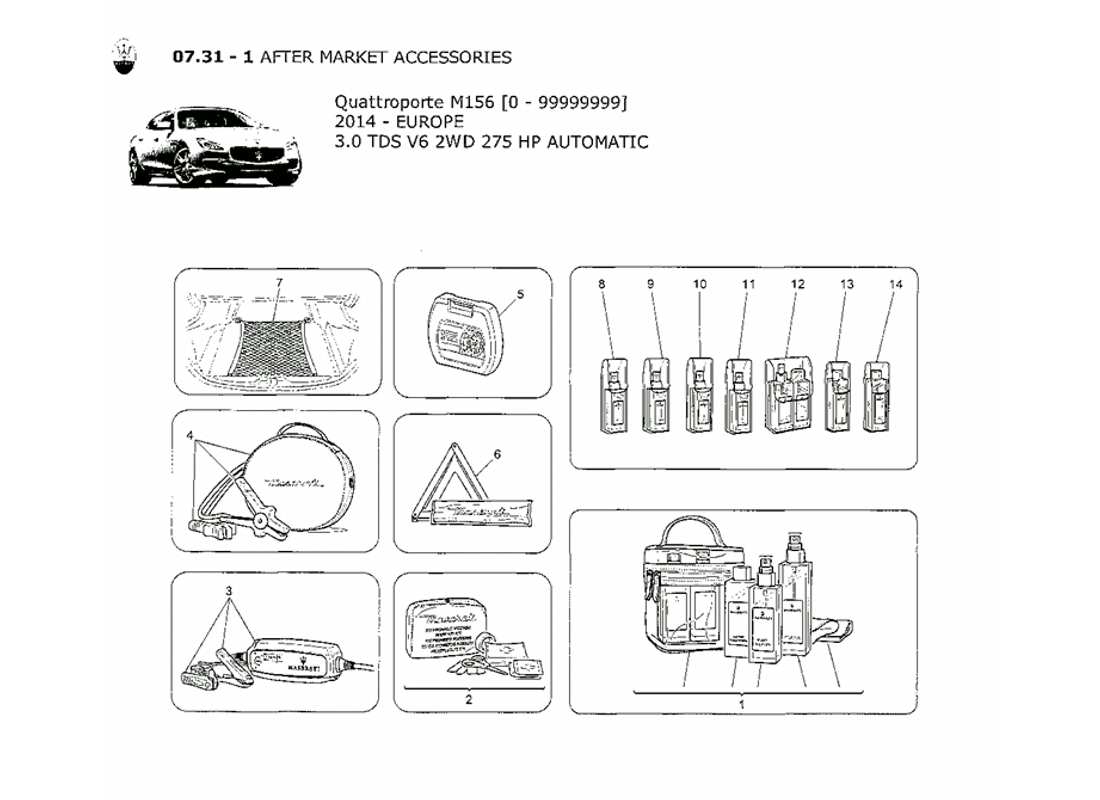 maserati qtp. v6 3.0 tds 275bhp 2014 schéma des pièces des accessoires après-vente