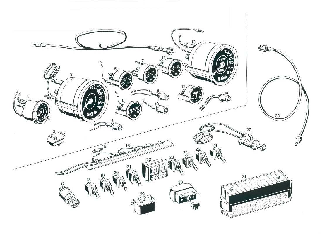 maserati mexico instruments du tableau de bord schéma des pièces