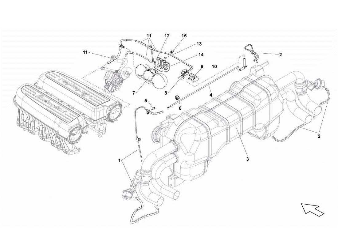 lamborghini gallardo lp560-4s update système d'échappement schéma des pièces