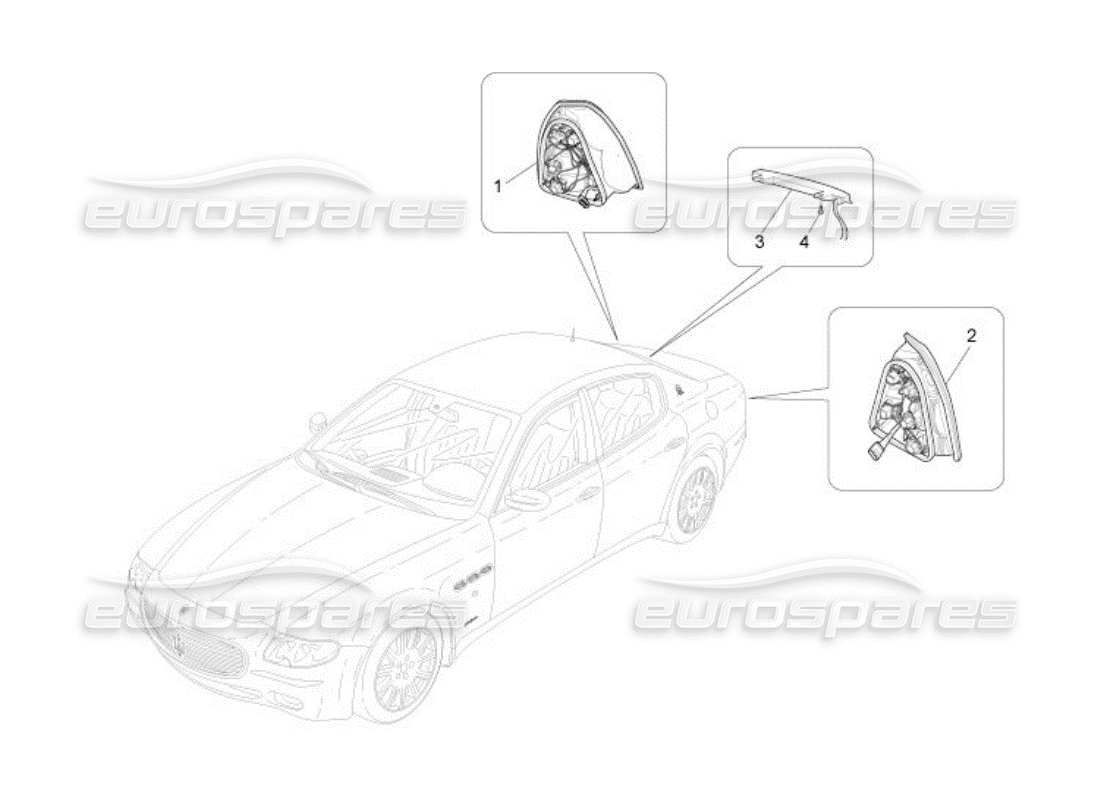 maserati qtp. (2005) 4.2 diagramme des pièces des groupes de feux arrière