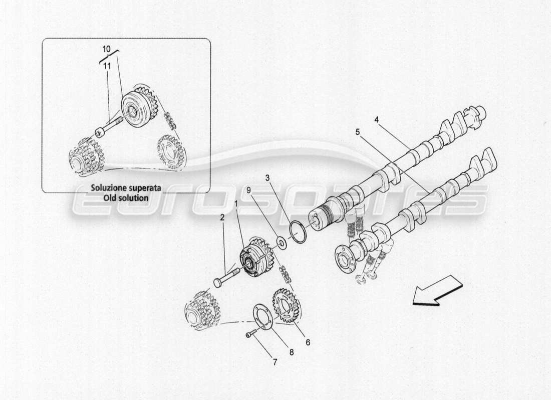 maserati granturismo special edition arbres à cames de culasse gauche schéma des pièces
