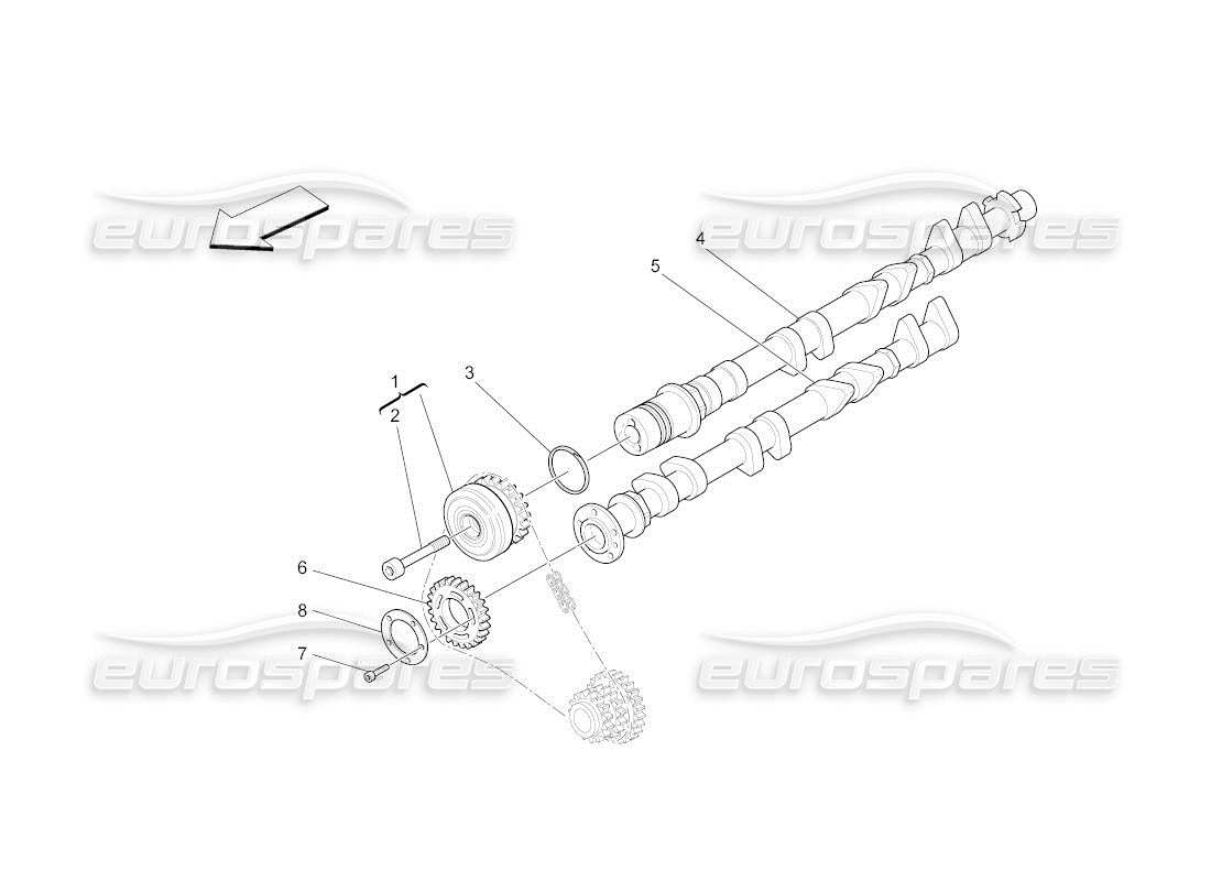maserati qtp. (2011) 4.2 auto schéma des pièces des arbres à cames de la culasse droite